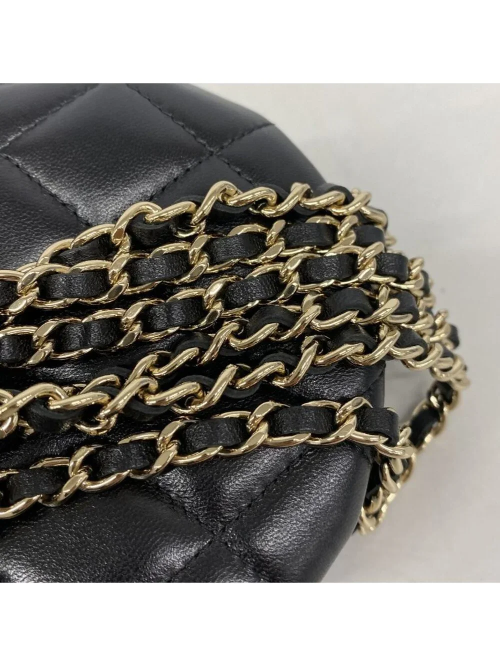 Chanel Shoulder Bag Camellia Lambskin Black Champagne Gold